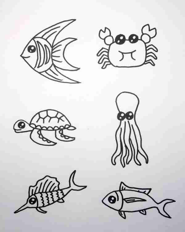 一组大海和海底动物们的简笔画~值得大家收藏哦~