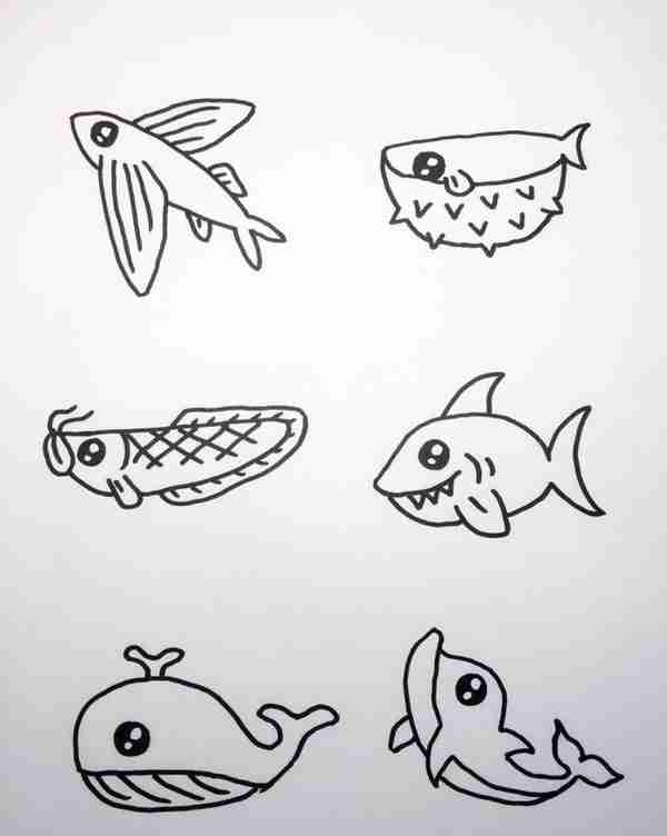 一组大海和海底动物们的简笔画~值得大家收藏哦~